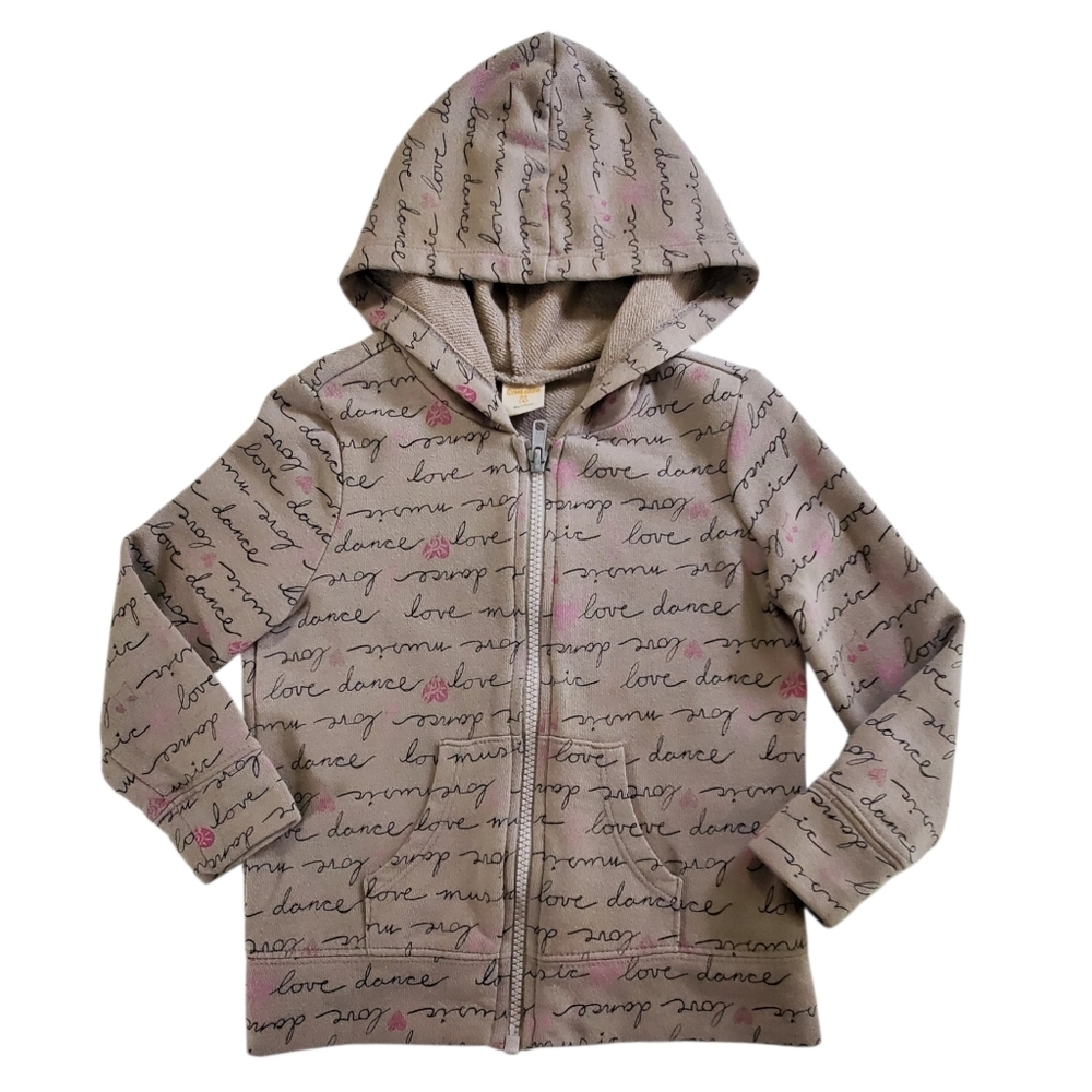 K1387 * Gymboree Girls Love Dance Music Full Zip Hoodie Gray Size XS (4)